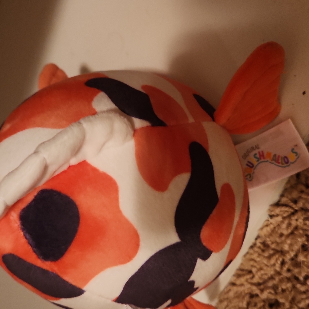 Squishmellow Cute Small Orange and White Koi Fish Plush Toy - Picture 2 of 7